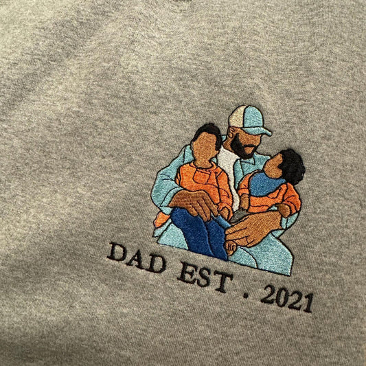 Perfect gift for Father's Day, Embroidered Dad Hoodie with Photo, Personalized Dad Sweater with Photo Portrait, Father and Son Shirt
