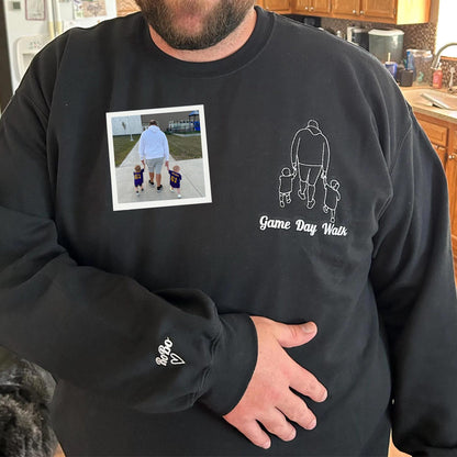 Custom Embroidered Hoodie Dad and Daughter | Personalized Dad Sweatshirt | Daddy Hoodie | Outline Photo | Family Portrait | Christmas Gift