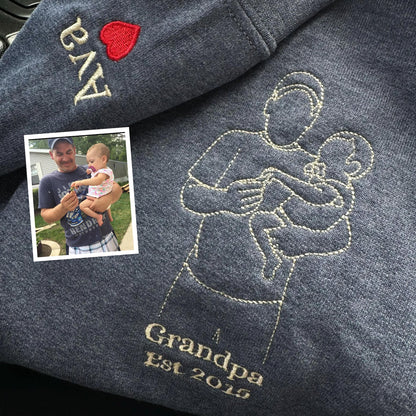 Custom Embroidered Hoodie Dad and Daughter | Personalized Dad Sweatshirt | Daddy Hoodie | Outline Photo | Family Portrait | Christmas Gift