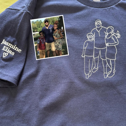 Custom Embroidered Hoodie Dad and Daughter | Personalized Dad Sweatshirt | Daddy Hoodie | Outline Photo | Family Portrait | Christmas Gift