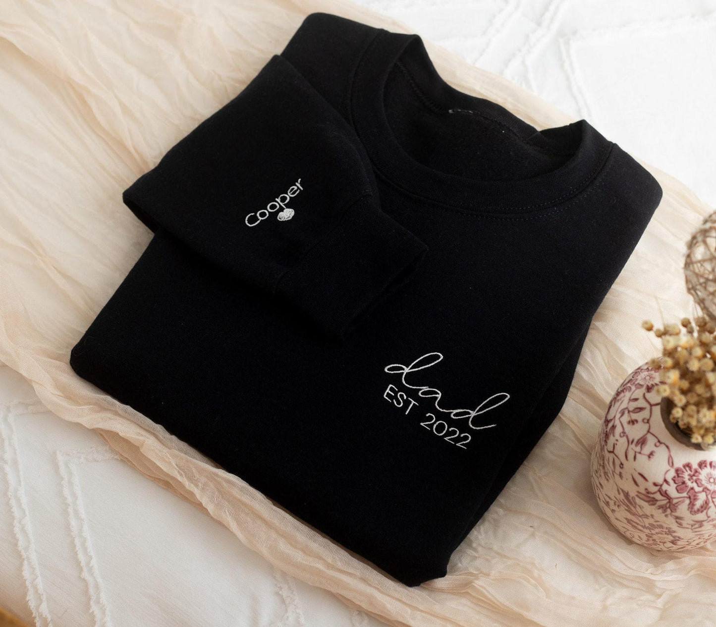 Embroidered Custom Dad Sweatshirt, Custom Mom Sweatshirt, Custom Mom and Dad Sweatshirt, Embroidered Matching Mom and Dad Sweatshirts