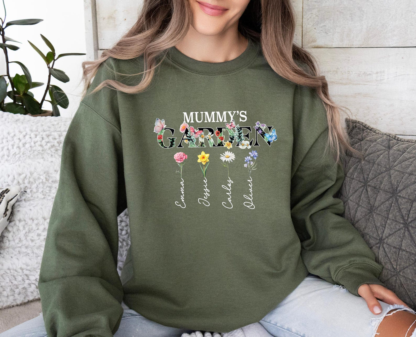 Grandma's Garden Sweatshirt – Custom Name & Birth Flower Design