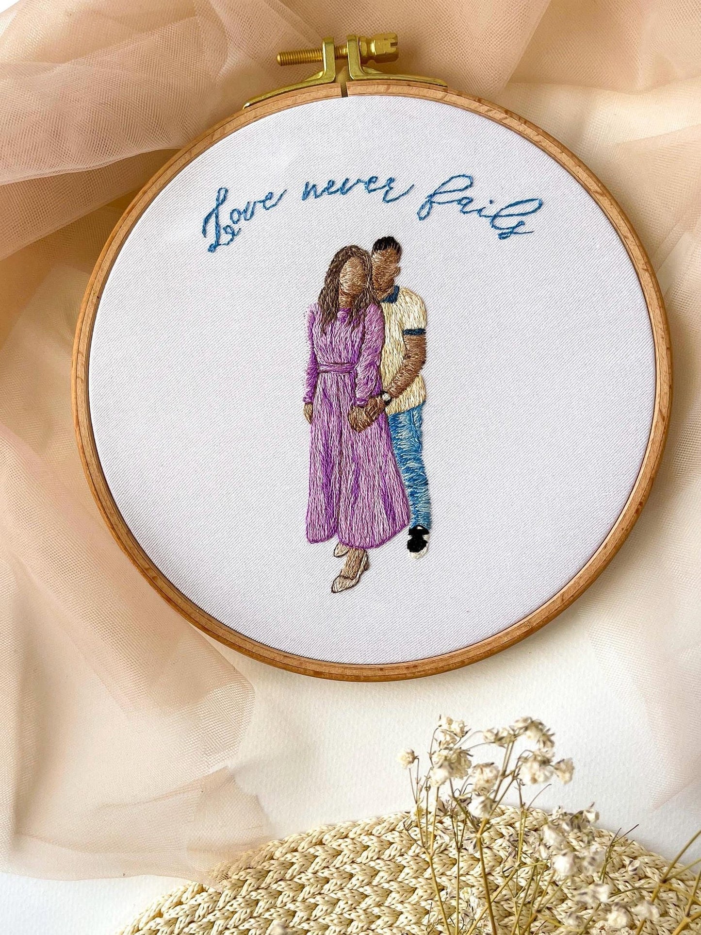 Couple embroidery hoop, couple portrait face embroidery, people embroidered design, couple anniversary gift, hand embroidery portrait