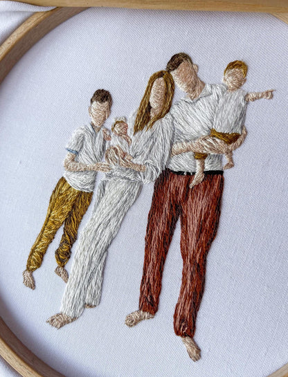 Family portrait embroidered, custom embroidery hoop, embroidered photo, people embroidery design, family embroidered gift