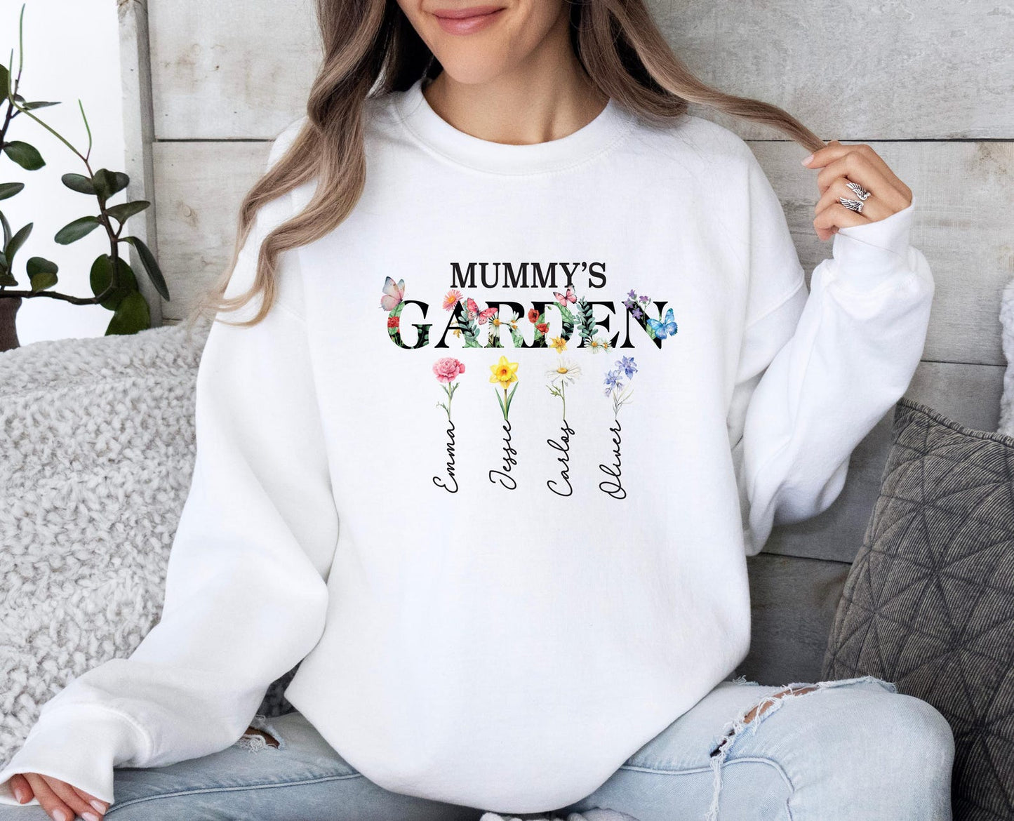Grandma's Garden Sweatshirt – Custom Name & Birth Flower Design