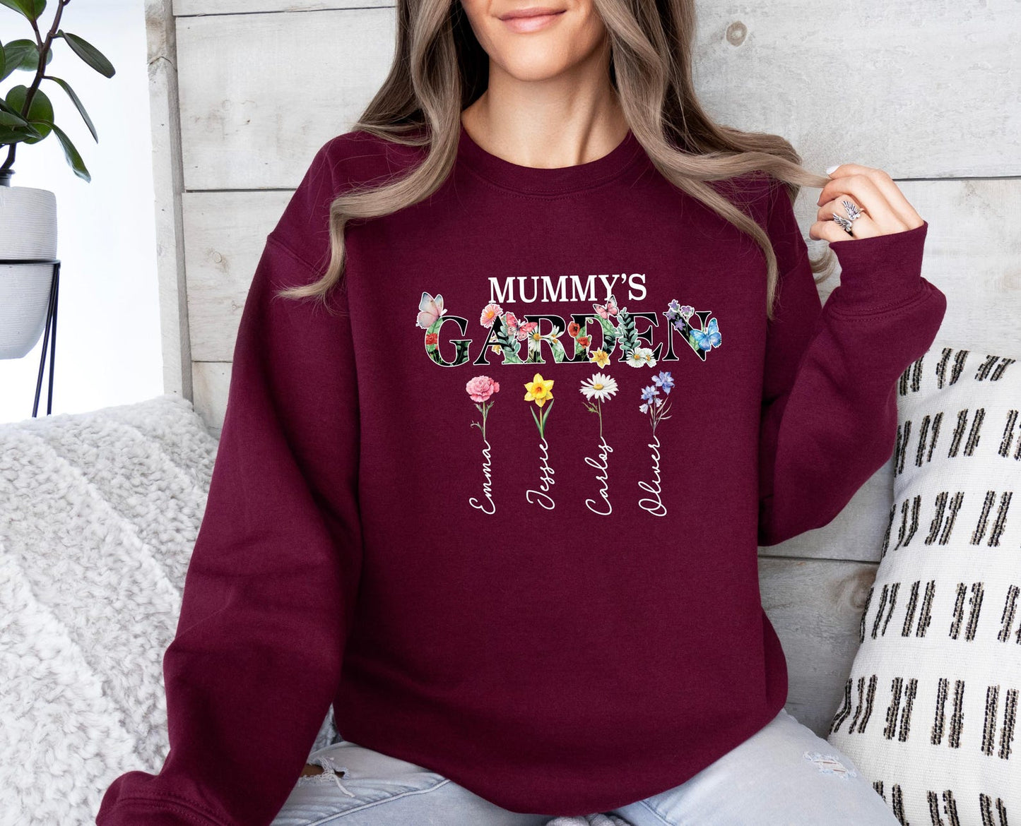 Grandma's Garden Sweatshirt – Custom Name & Birth Flower Design
