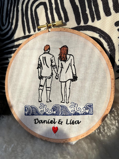 Custom Portrait Embroidery Personalized Family Photo Anniversary Gift Unique Keepsake