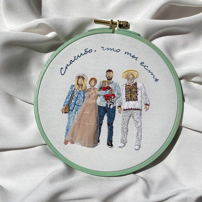Custom family embroidery photo hoop, people embroidered design, anniversary gift, hand embroidery, family gift, embroidery hoop art