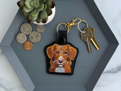 Death's Head Hawkmoth Keychain, Embroidered Witchy Halloween Autumn Key Fob or Bag Charm, Great Gift for Moth Lover