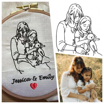 Custom Portrait Embroidery Personalized Family Photo Anniversary Gift Unique Keepsake