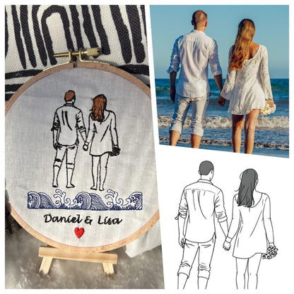 Custom Portrait Embroidery Personalized Family Photo Anniversary Gift Unique Keepsake
