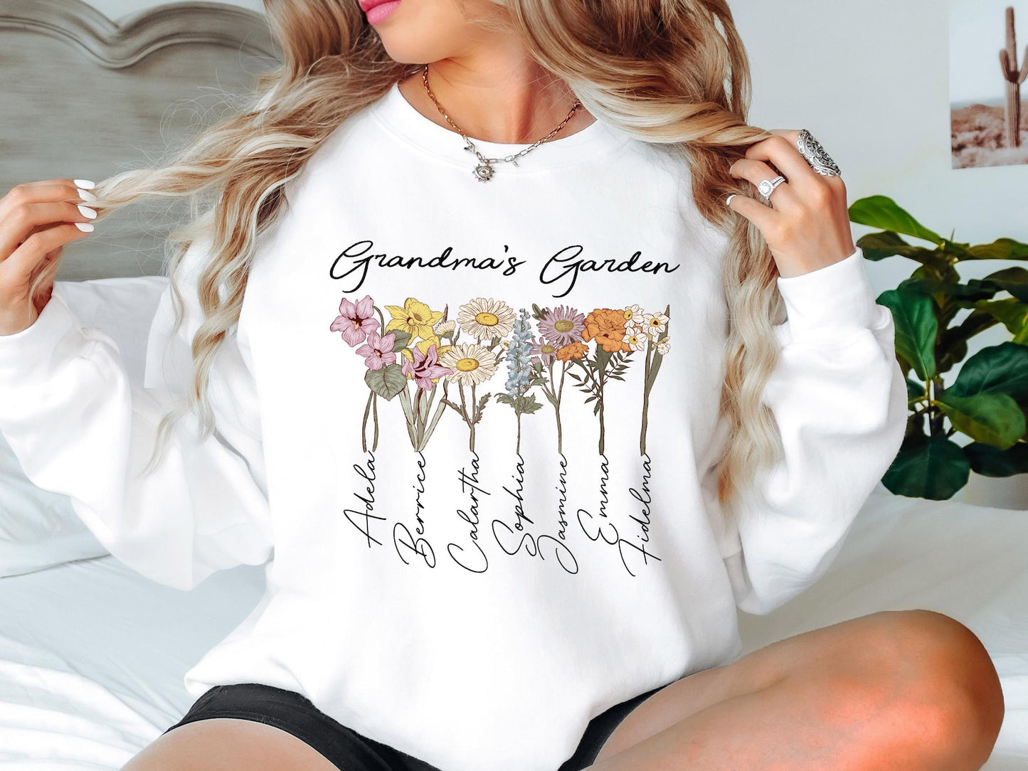 Mother's Day Sweatshirt – Custom Birth Flower & Name for Grandma