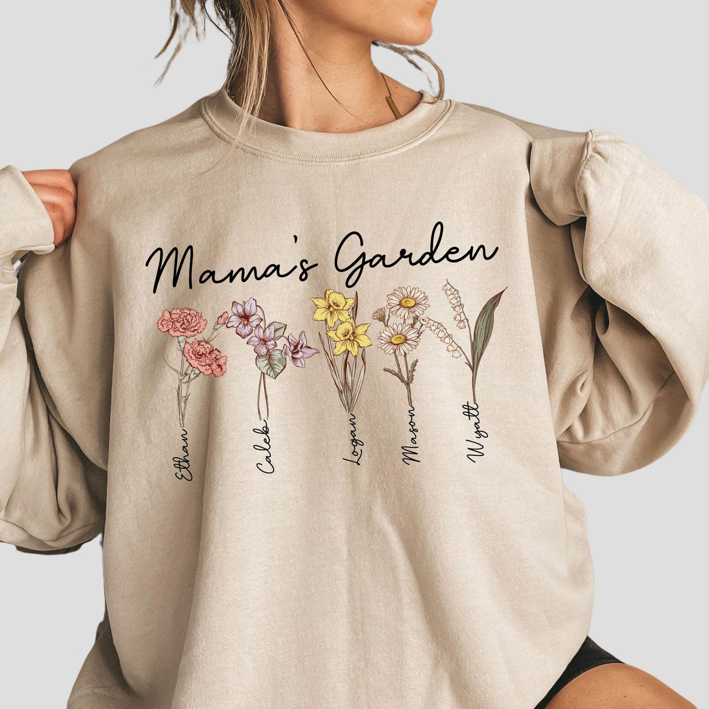 Custom Name Flower Sweatshirt – Unique Mother's Day Gift Idea