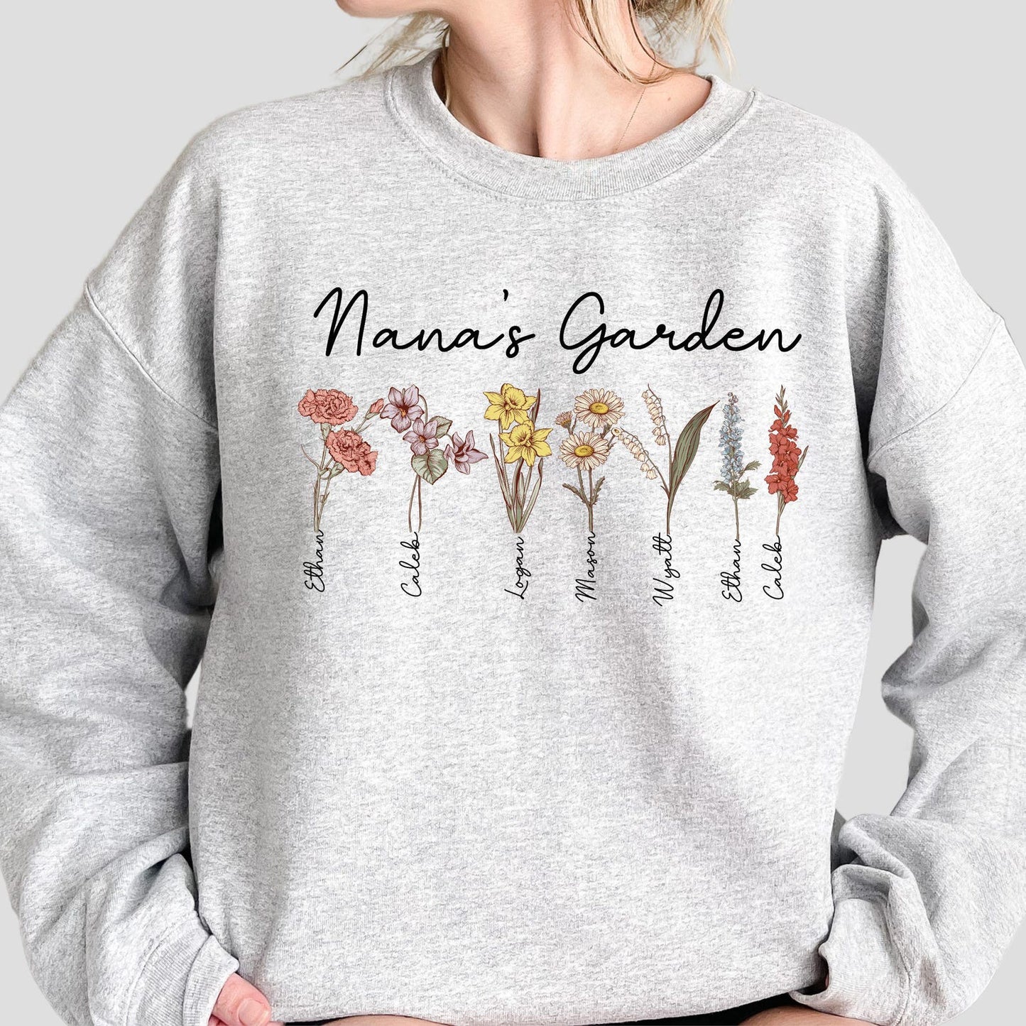 Custom Name Flower Sweatshirt – Unique Mother's Day Gift Idea