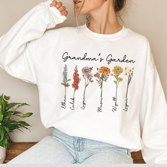 Custom Name Flower Sweatshirt – Unique Mother's Day Gift Idea