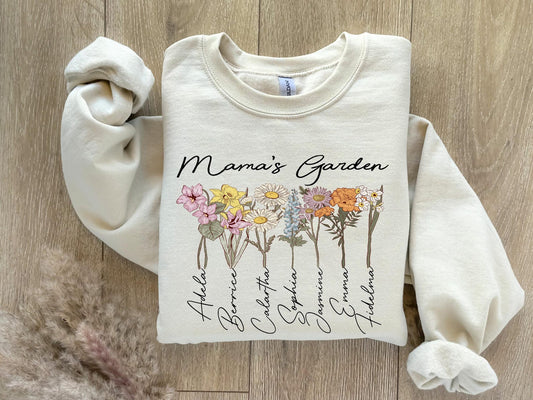 Mother's Day Sweatshirt – Custom Birth Flower & Name for Grandma