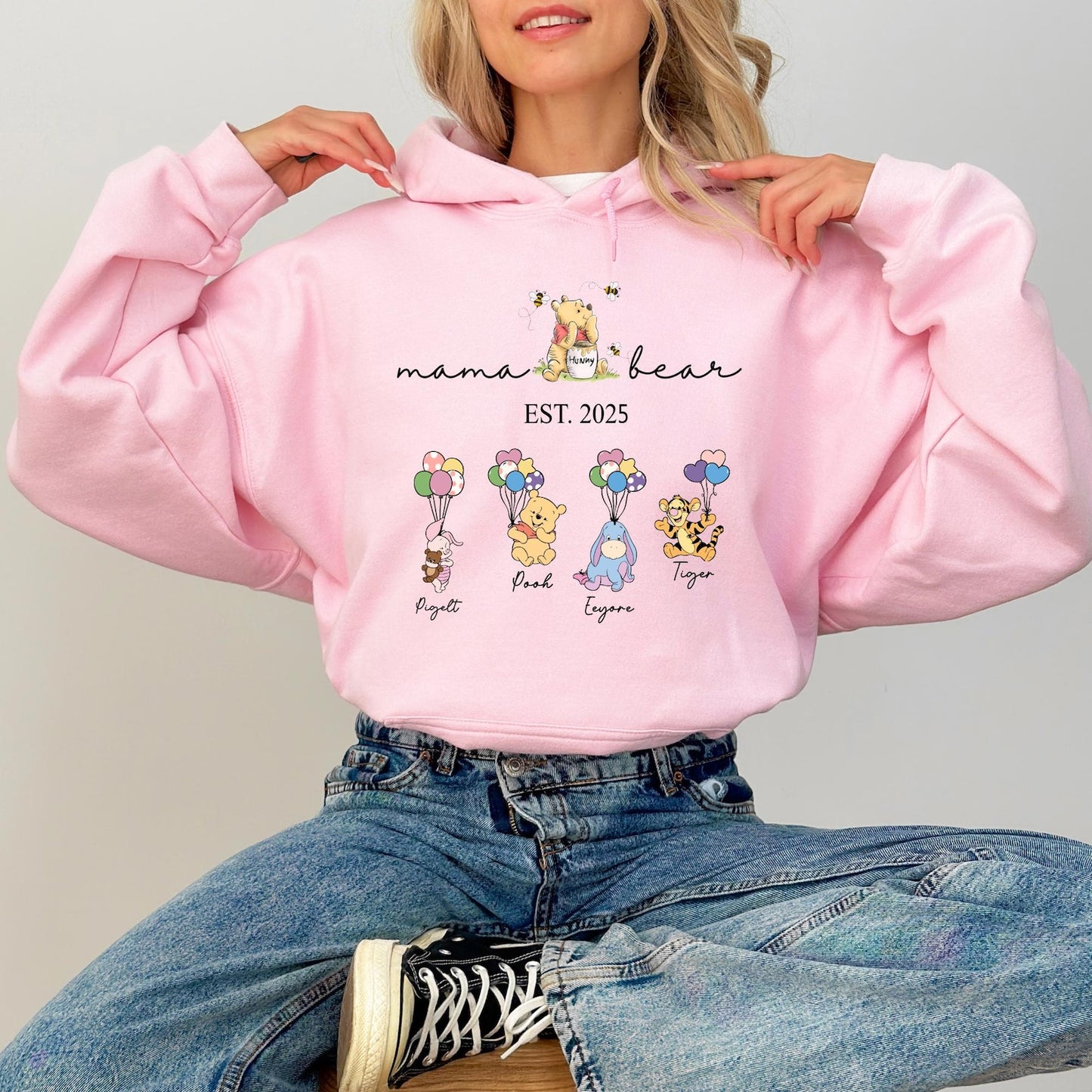 Personalized Grandma Bear Sweatshirt - Custom Names on Sleeve