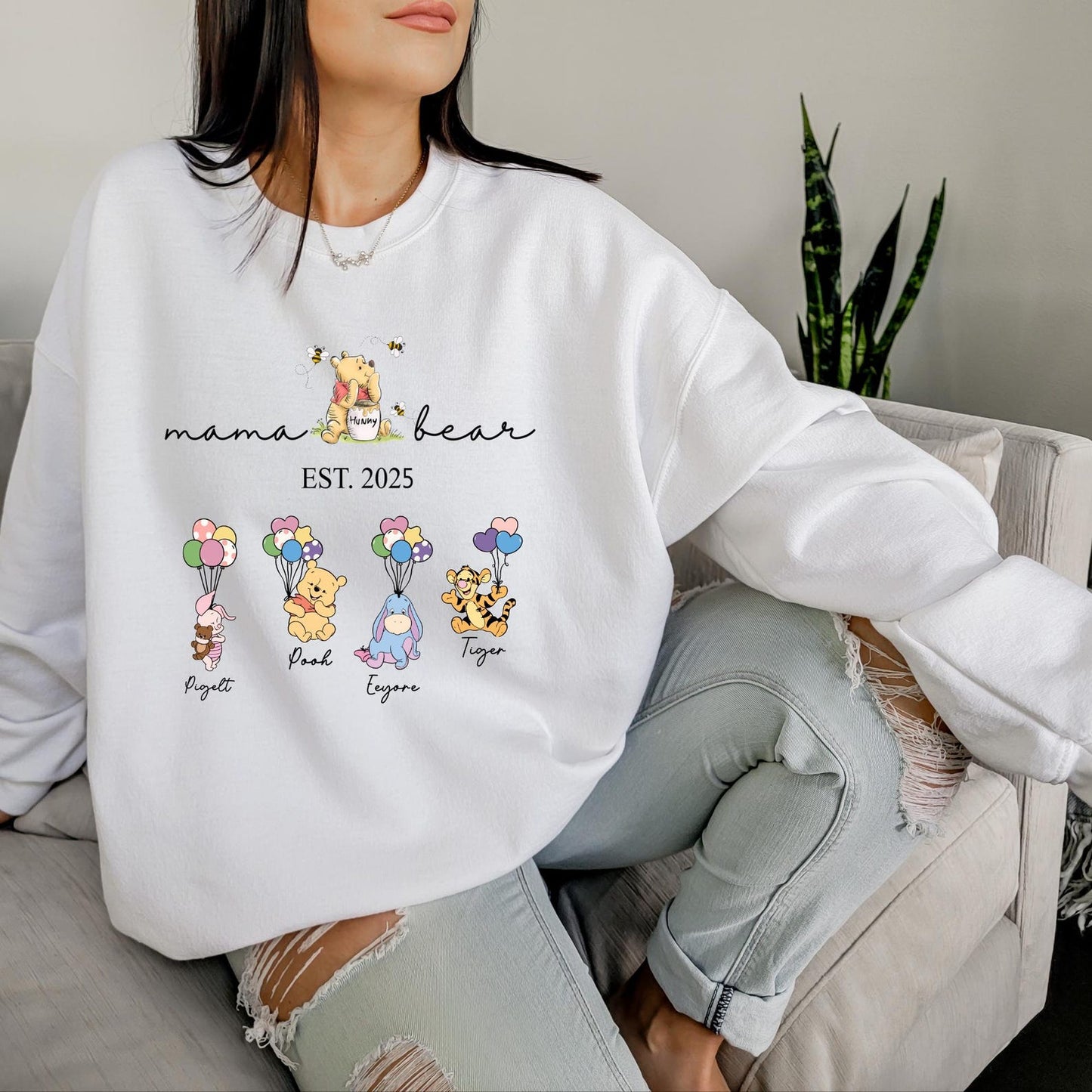 Personalized Grandma Bear Sweatshirt - Custom Names on Sleeve