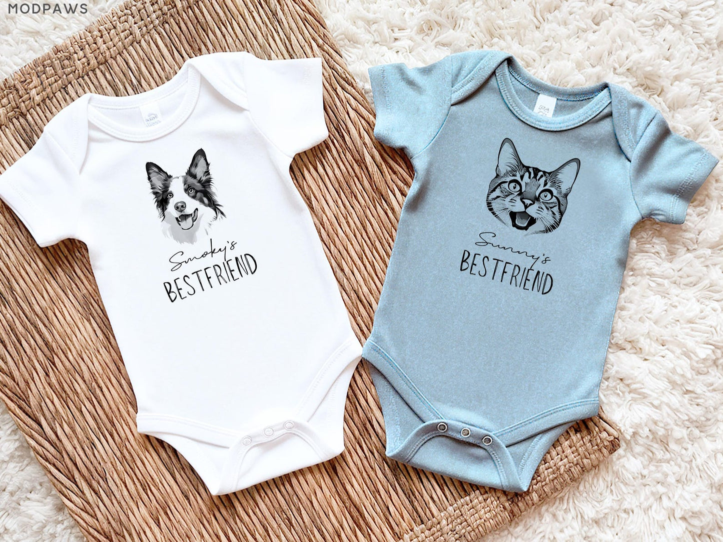 Custom Pet Photo Personalized Baby Bodysuits with Custom Name Printing