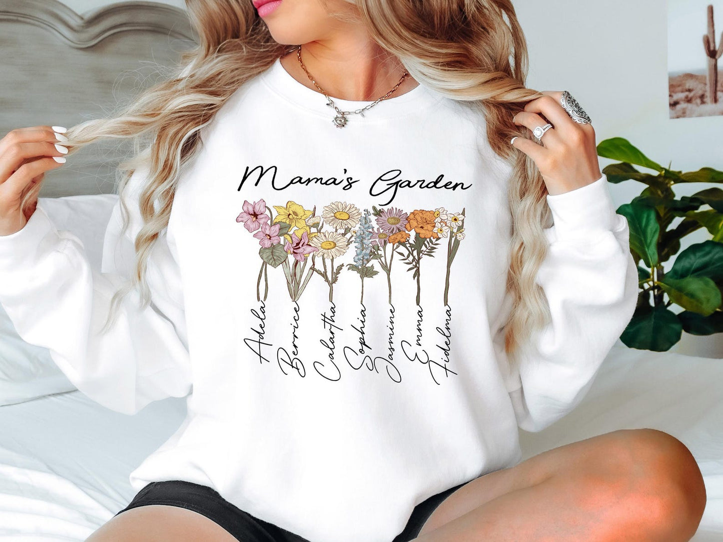 Mother's Day Sweatshirt – Custom Birth Flower & Name for Grandma