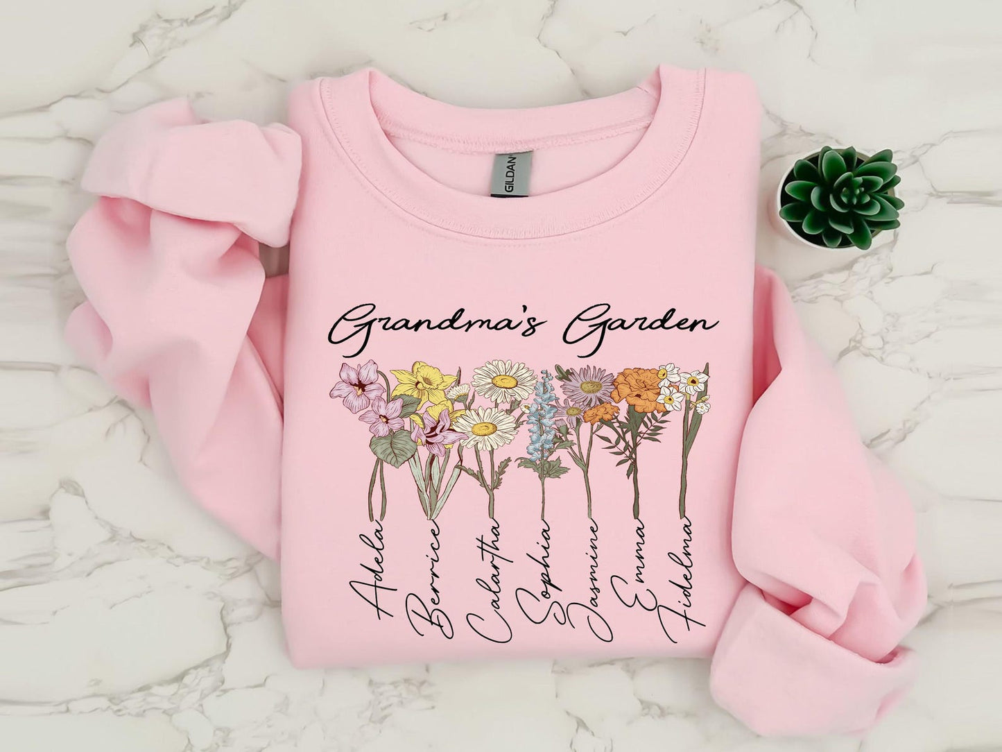 Mother's Day Sweatshirt – Custom Birth Flower & Name for Grandma
