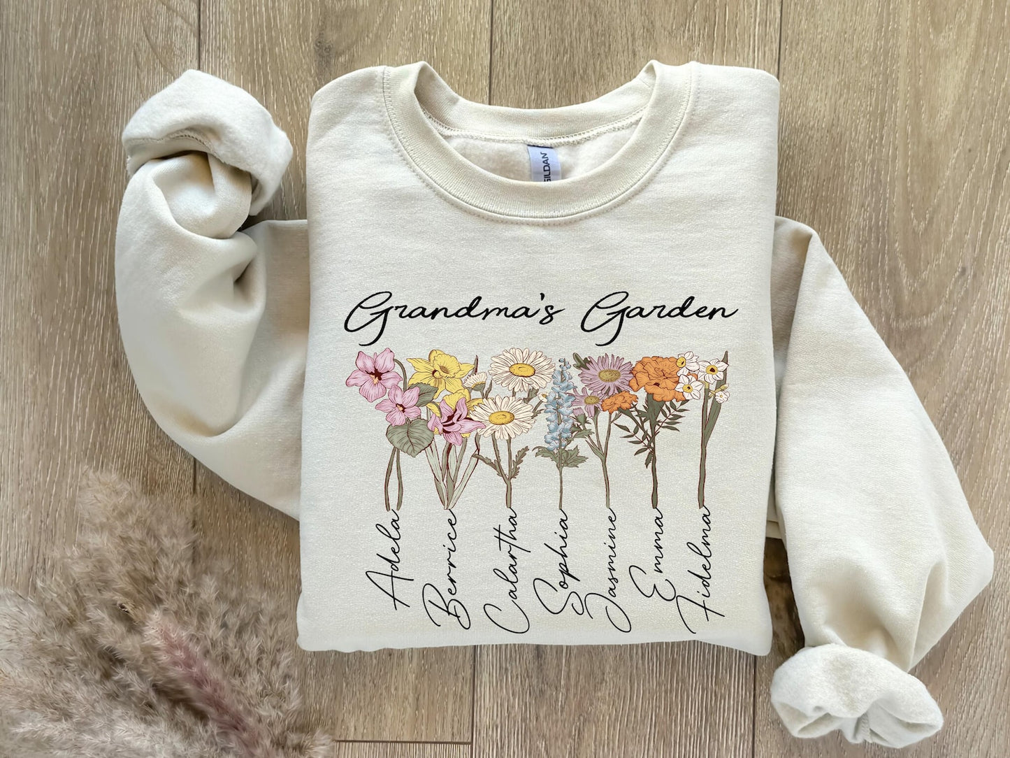 Mother's Day Sweatshirt – Custom Birth Flower & Name for Grandma