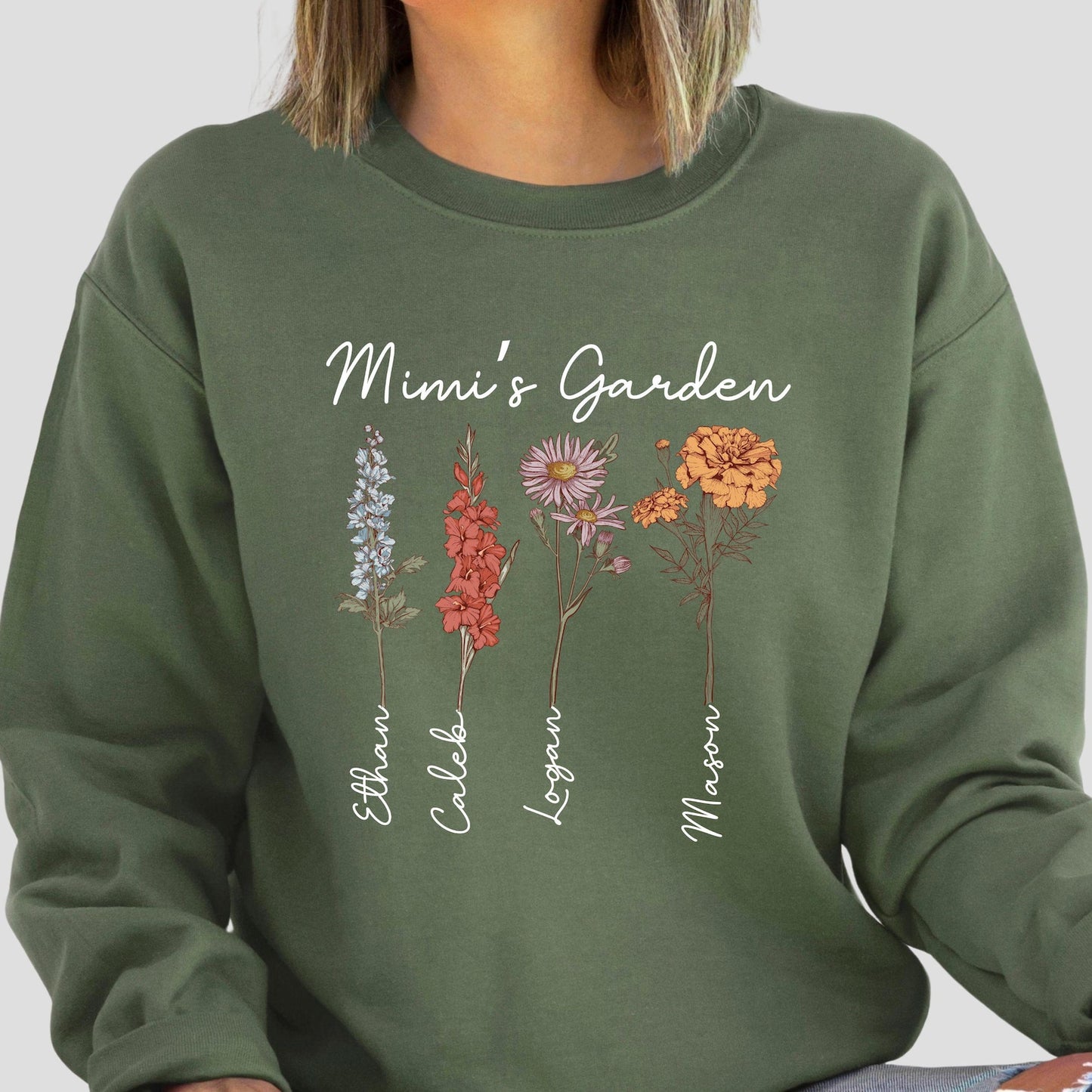 Custom Name Flower Sweatshirt – Unique Mother's Day Gift Idea