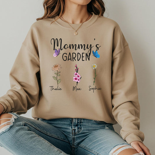 Handmade Birth Flower Sweatshirt – Unique Floral Gift for Moms & Grandmas