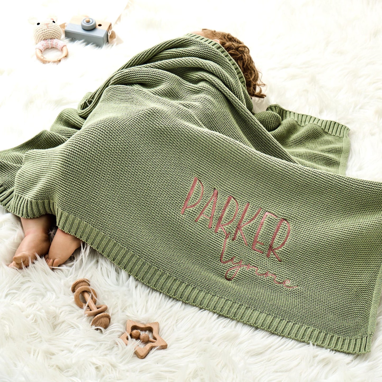 Customized Baby Blanket,Embroidered Name,Stroller Blanket,Newborn Gift,Soft Breathable Cotton Knit