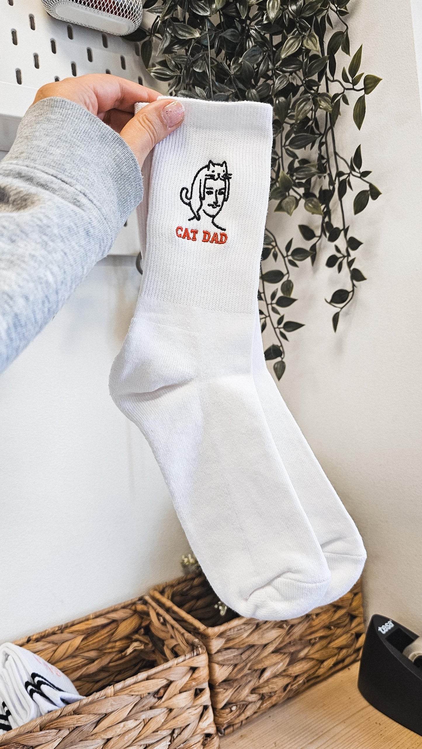 Bespoke Embroidered Cat Dad Socks, Add Names, Logos or Designs