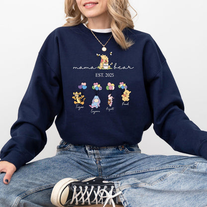 Personalized Grandma Bear Sweatshirt - Custom Names on Sleeve