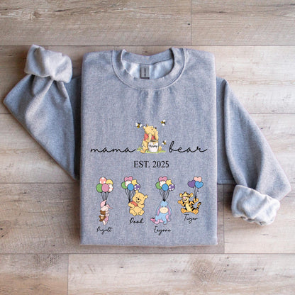 Personalized Grandma Bear Sweatshirt - Custom Names on Sleeve