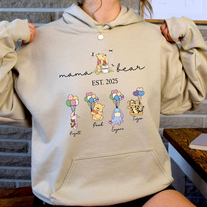 Personalized Grandma Bear Sweatshirt - Custom Names on Sleeve