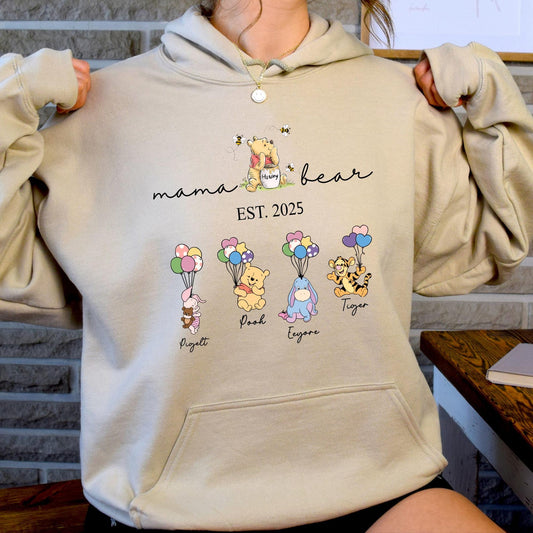 Personalized Grandma Bear Sweatshirt - Custom Names on Sleeve