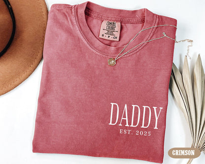 Daddy Est Shirt, Daddy Pocket Tee, Fathers Day Gifts from Kids, Birthday Gift for Daddy, New Daddy Birthday Tee, Father's Day Shirt Gift