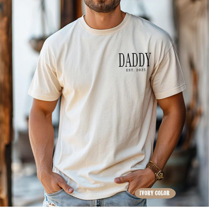 Daddy Est Shirt, Daddy Pocket Tee, Fathers Day Gifts from Kids, Birthday Gift for Daddy, New Daddy Birthday Tee, Father's Day Shirt Gift