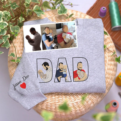 Custom Embroidered Dad Portrait Shirt – Personalized Photo Gift for Father