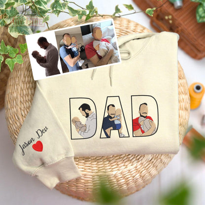 Custom Embroidered Dad Portrait Shirt – Personalized Photo Gift for Father