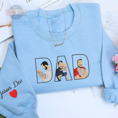 Custom Embroidered Dad Portrait Shirt – Personalized Photo Gift for Father