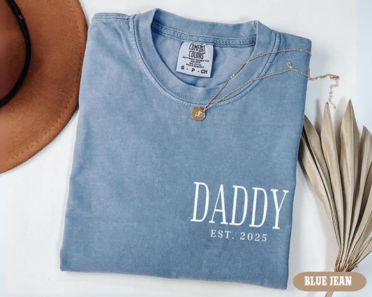 Daddy Est Shirt, Daddy Pocket Tee, Fathers Day Gifts from Kids, Birthday Gift for Daddy, New Daddy Birthday Tee, Father's Day Shirt Gift