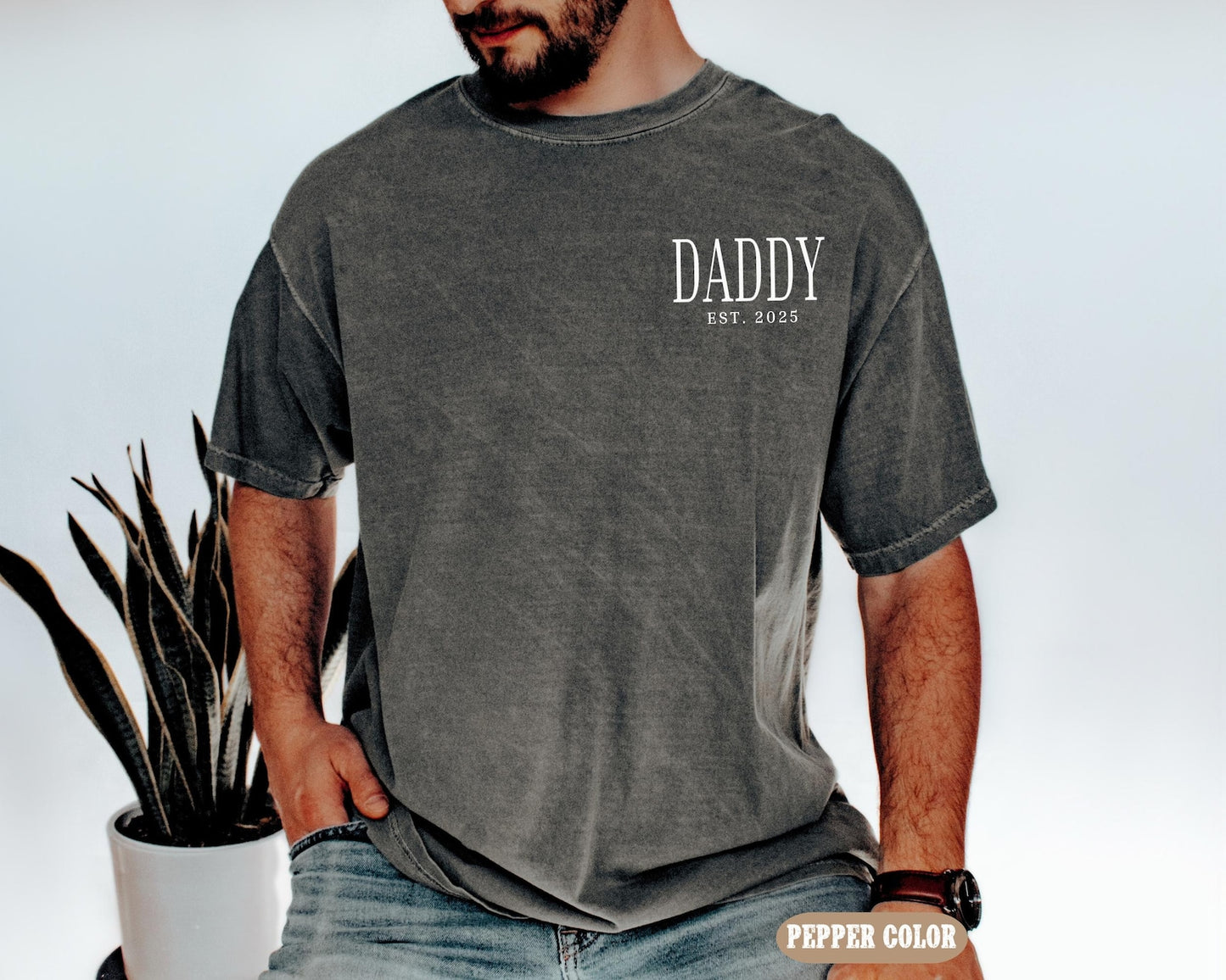 Daddy Est Shirt, Daddy Pocket Tee, Fathers Day Gifts from Kids, Birthday Gift for Daddy, New Daddy Birthday Tee, Father's Day Shirt Gift