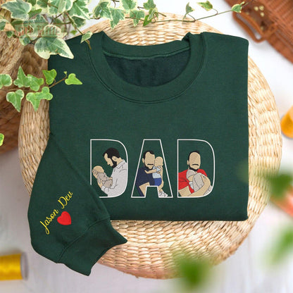 Custom Embroidered Dad Portrait Shirt – Personalized Photo Gift for Father