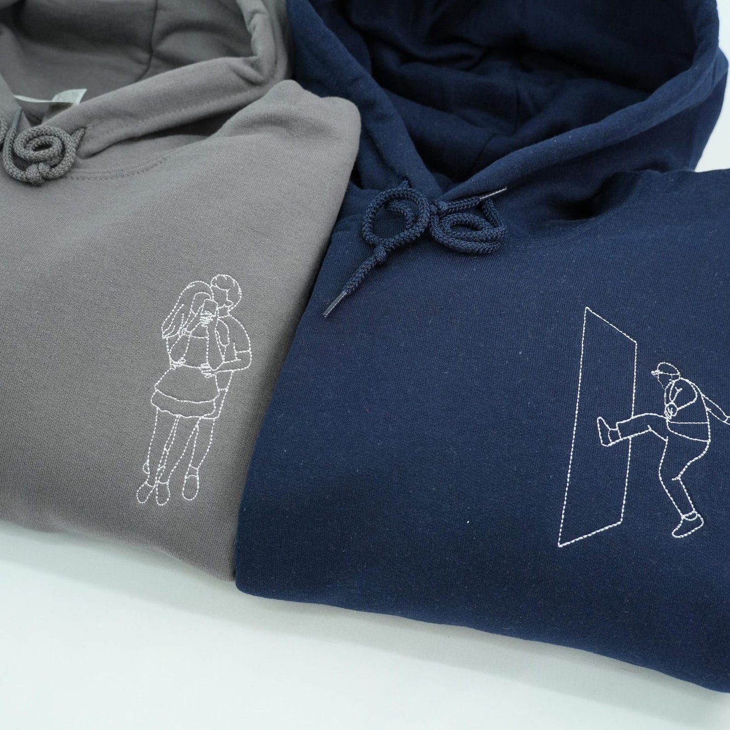 Embroidered Couple Portrait Hoodie, Customized Sweatshirt from Photo, Thoughtful Personalized Gift
