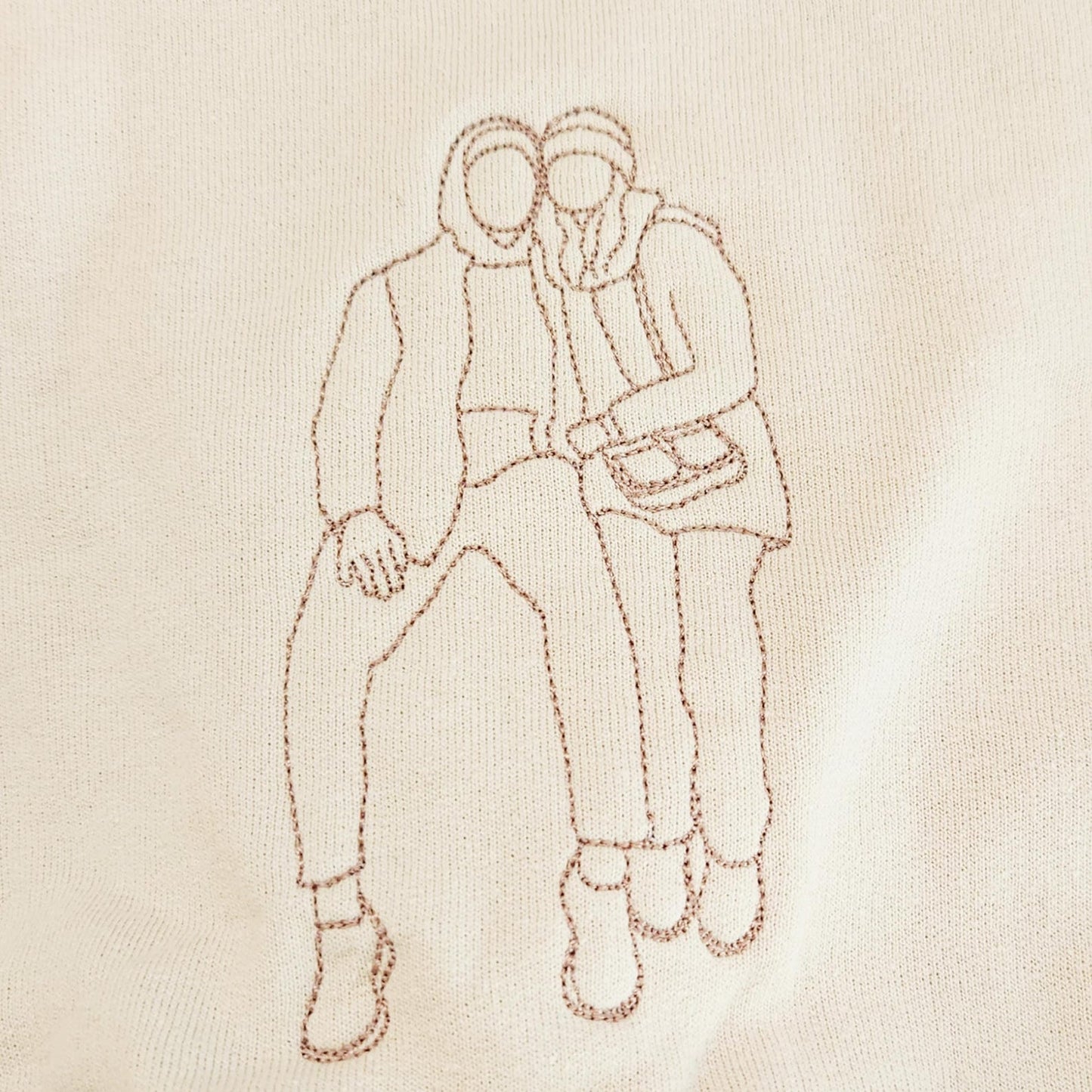 Embroidered Couple Portrait Hoodie, Customized Sweatshirt from Photo, Thoughtful Personalized Gift