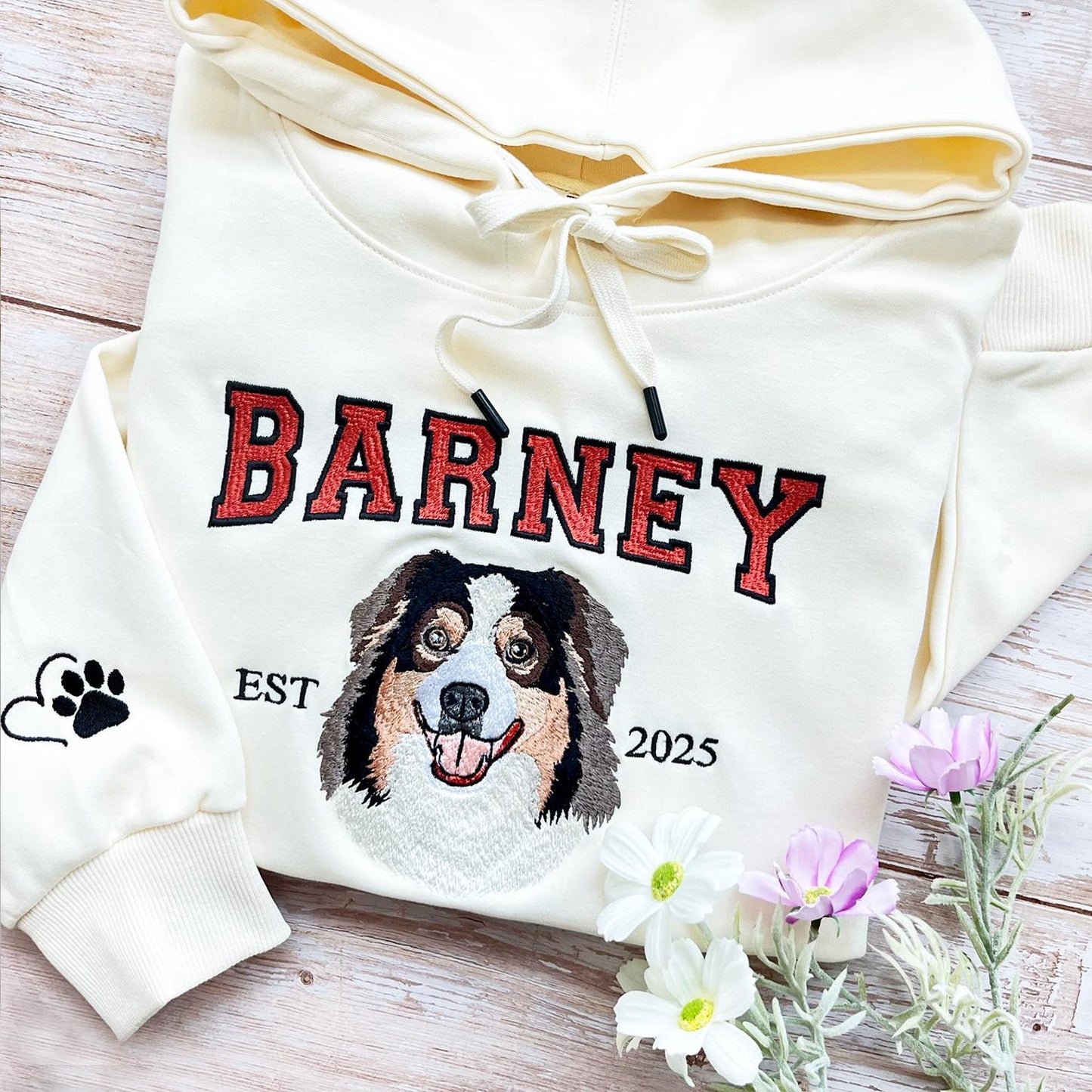 Embroidered pet sweatshirt, embroidered dog hoodie, personalized embroidered dog face sweatshirt from photo, gift for pet lovers, gift for mom