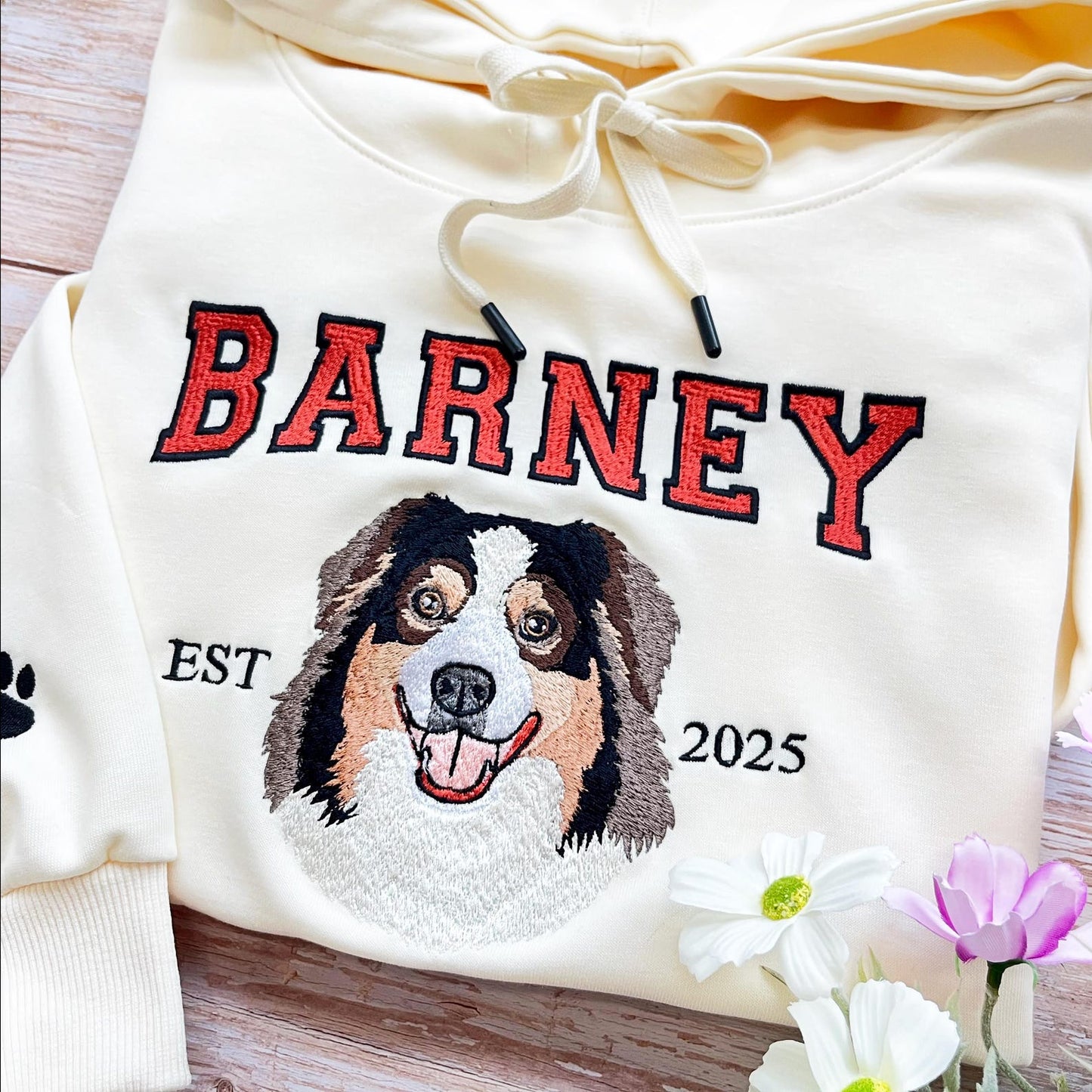 Embroidered pet sweatshirt, embroidered dog hoodie, personalized embroidered dog face sweatshirt from photo, gift for pet lovers, gift for mom