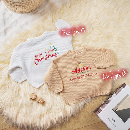 Design Your Baby's First Christmas Sweater - Custom Name Personalized Holiday Gift