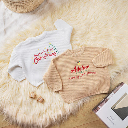 Design Your Baby's First Christmas Sweater - Custom Name Personalized Holiday Gift