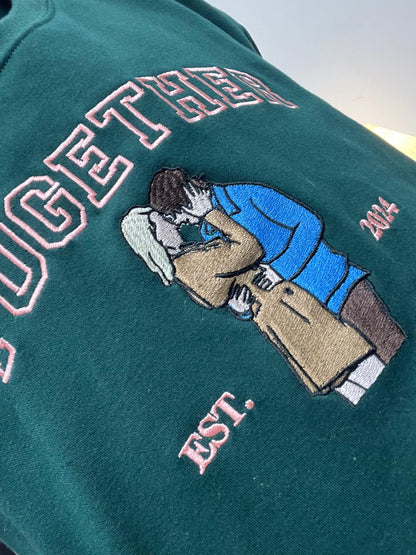 Custom Embroidered Portrait Hoodie - Personalized Couple Photo Sweatshirt, Unique Matching Gift