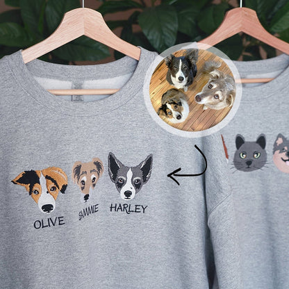 Embroidered Pet Portrait Organic Sweatshirt | Custom Pet Portrait Organic Hoodie